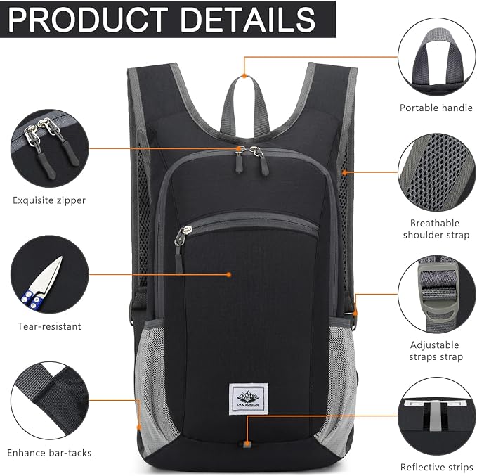 Esup 15L Lightweight Hiking Backpack Foldable Small Travel Backpack Packable