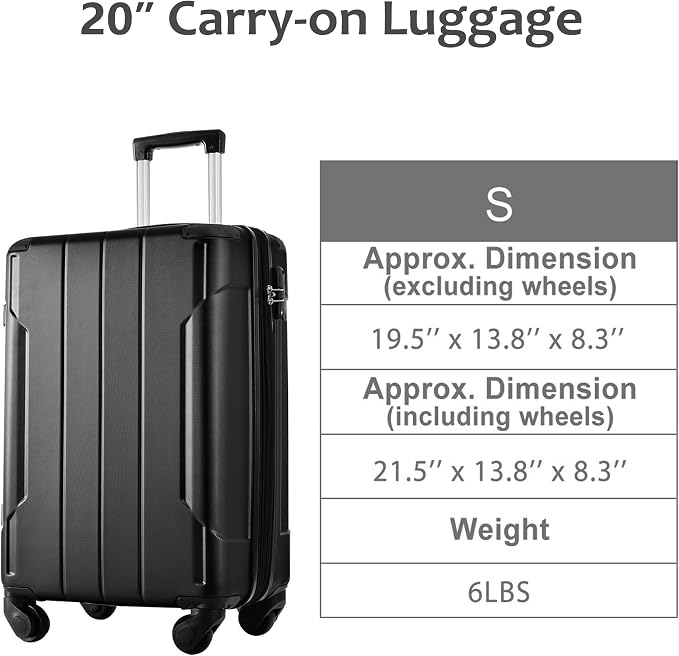 Merax 20 Inch Carry On Luggage Airline Approved, Hardshell ABS Suitcase