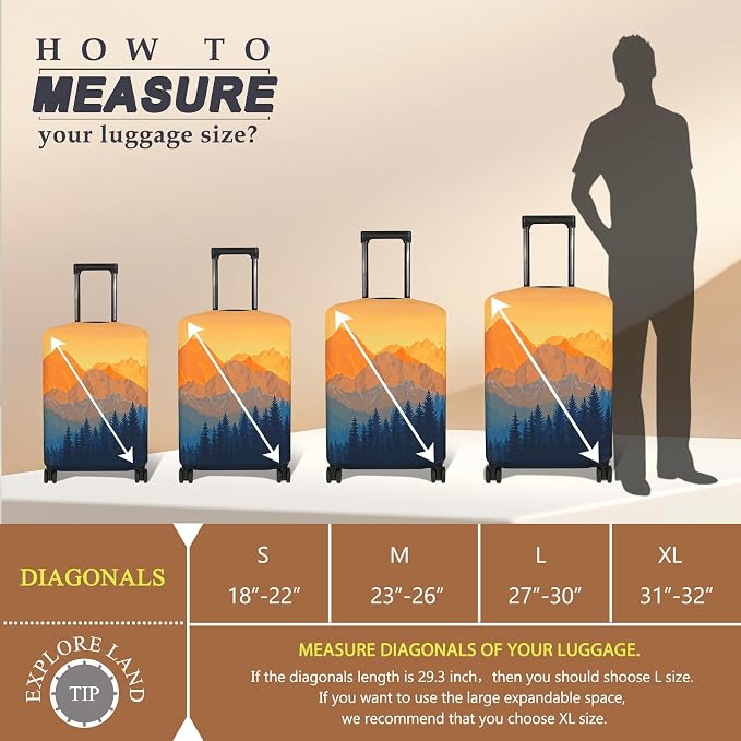 Explore Land Travel Luggage Cover Suitcase Protector Fits 31-32 Inch Case