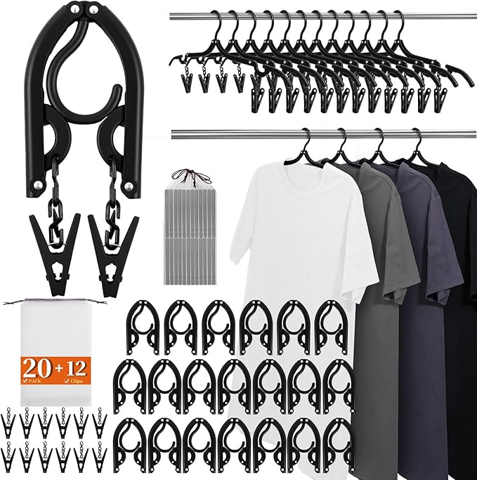 20 Pack Foldable Travel Hangers