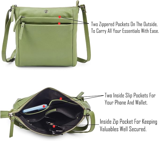 Small Soft Genuine Leather Crossbody Purse Women’s Sling Crossover Shoulder