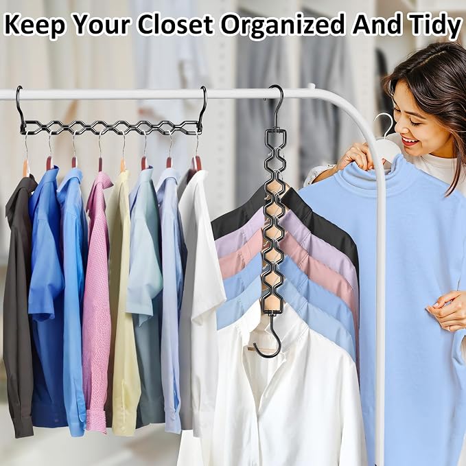 6 Pack Space Saving Hangers for Clothes, Heavy Duty 30Lbs Capacity Magic