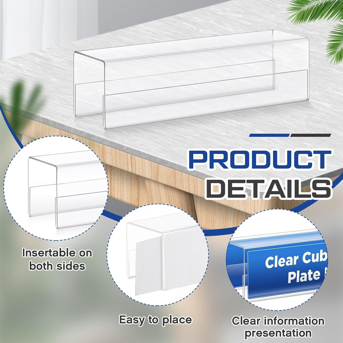 10 Pcs 2.25 Inch Cubicle Name Plate Holders Bulk Clear Double Sided Name Sign Tags for Home Library Doors Office Classroom 8.5 x 2.5 x 2.4 Inch