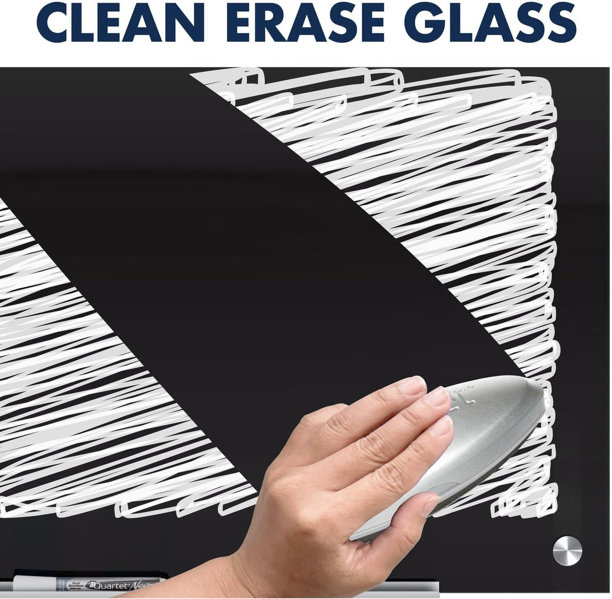 Quartet Glass Whiteboard, Magnetic Dry Erase White Board, 96" x 48", Black Surface, Infinity (G9648B)