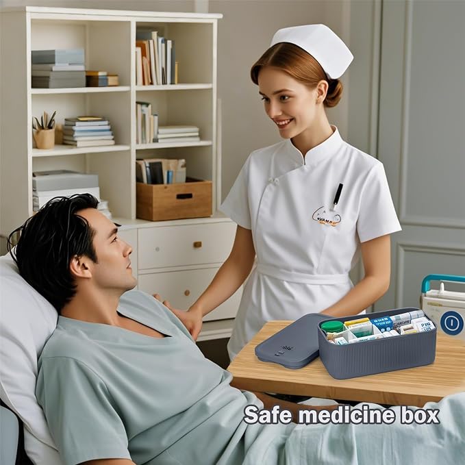 SANIDIKA Lockable Storage Box, Medicine Lock Box, Medical Lockbox, Cell Phone