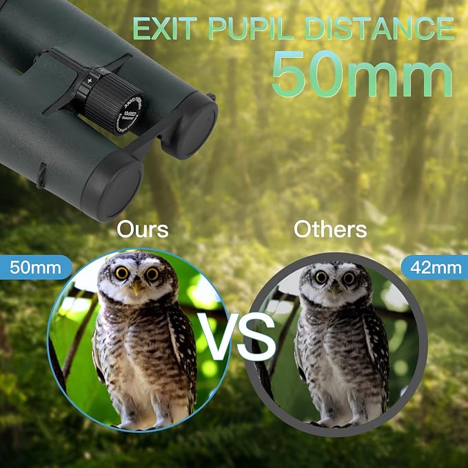 10x50ED Compact Binoculars for Adults – High-Powered BAK4 Prisms, Diamond White
