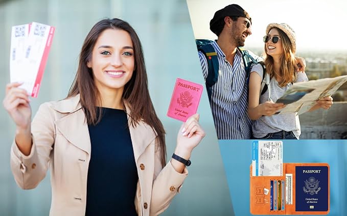 Passport Holder Cover Wallet Travel Essentials RFID Blocking Leather Card Case