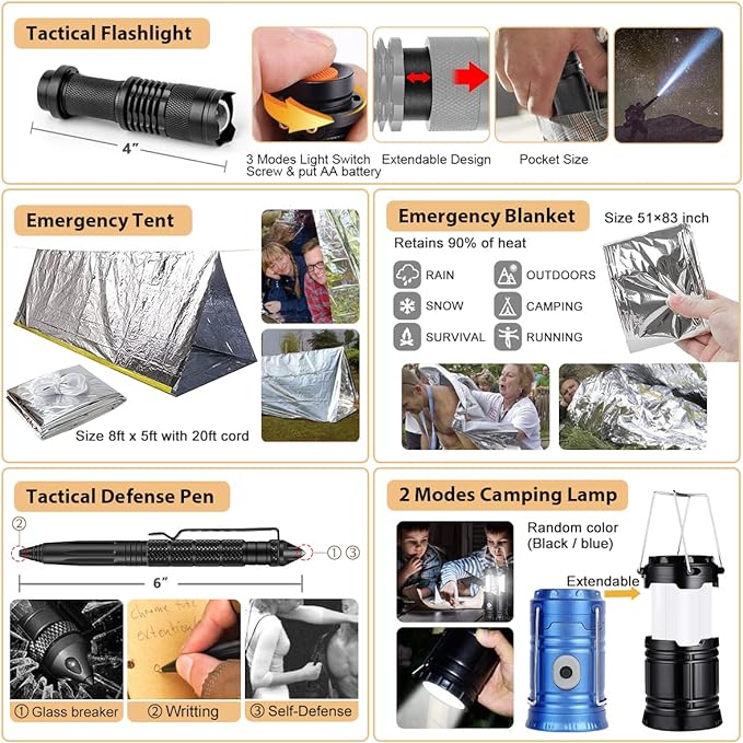 Survival Kit, Emergency Kit for Earthquake, Outdoor Adventure, Gifts for Men