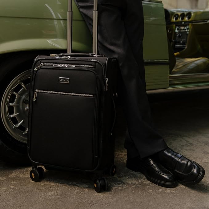 LEVEL8 Carry On Luggage with Compartment, 20 Inch Softside Expandable Travel