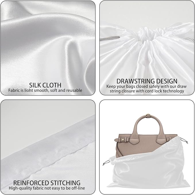 6 Pack Silk Dust Cover Bags for Handbags, Shoes & Boots