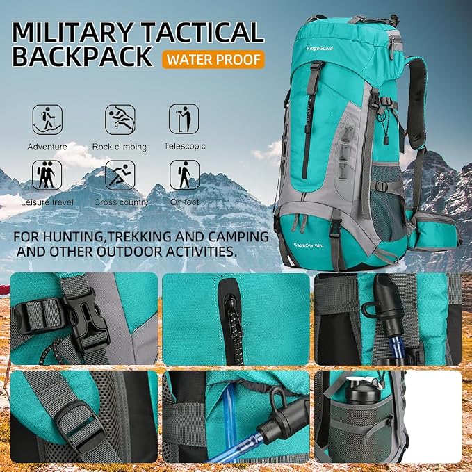 King'sGuard 60L Hiking Backpack Large Waterproof Camping Backpack