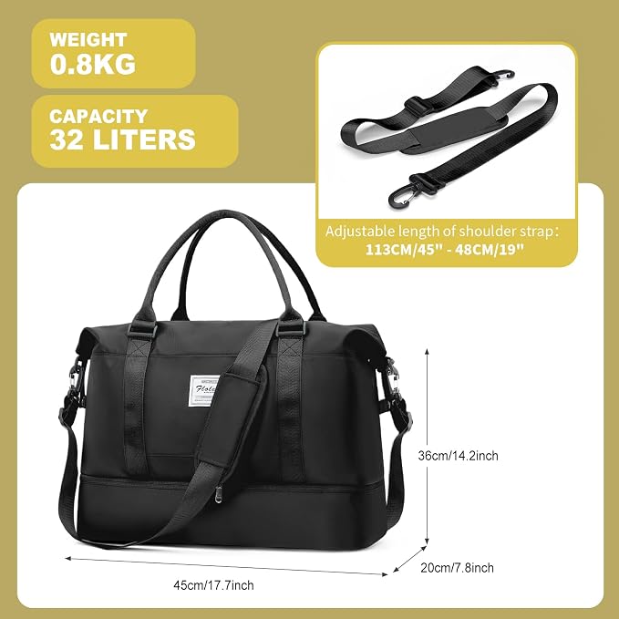 Travel Duffel Bag, Sports Tote Gym Bag, Shoulder Weekender Overnight Bag