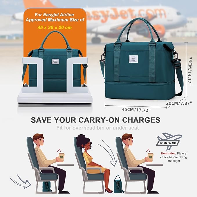 Travel Duffel Bag, Sports Tote Gym Bag, Shoulder Weekender Overnight Bag