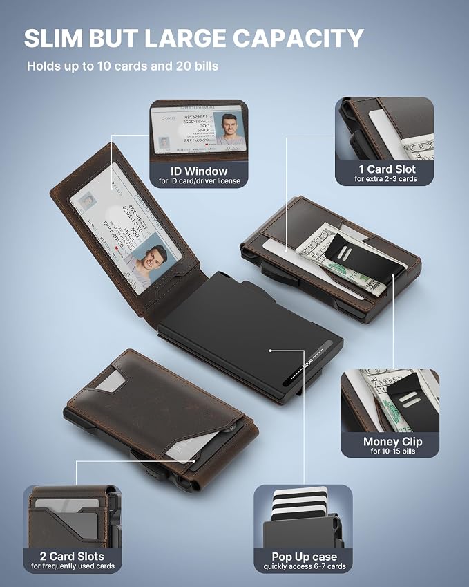 typecase Tactical Wallet for Men Card Holder: Pop Up Card Case, Full Grain