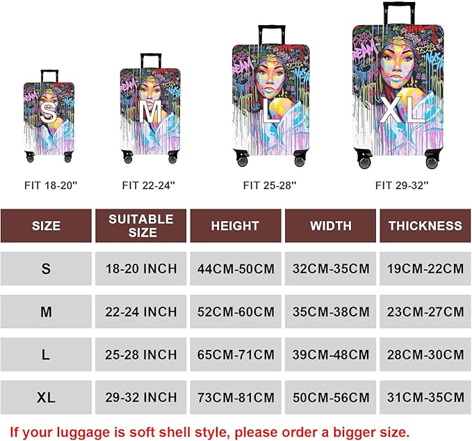 WUJIAONIAO Travel Luggage Cover Baggage Suitcase Cover Protector Skins 18-32
