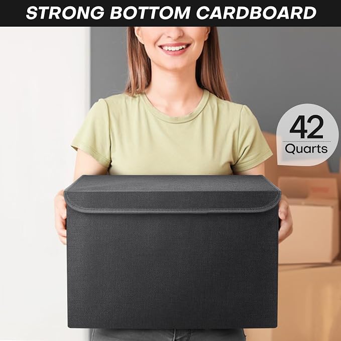 Large 17" 42 Quarts Collapsible Stackable Storage Bins