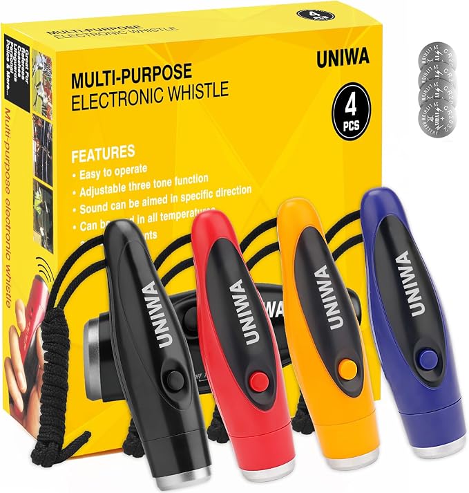 UNIWA Electronic Whistle, 4 Pack Handheld Electronic Whistles Electric Whistle