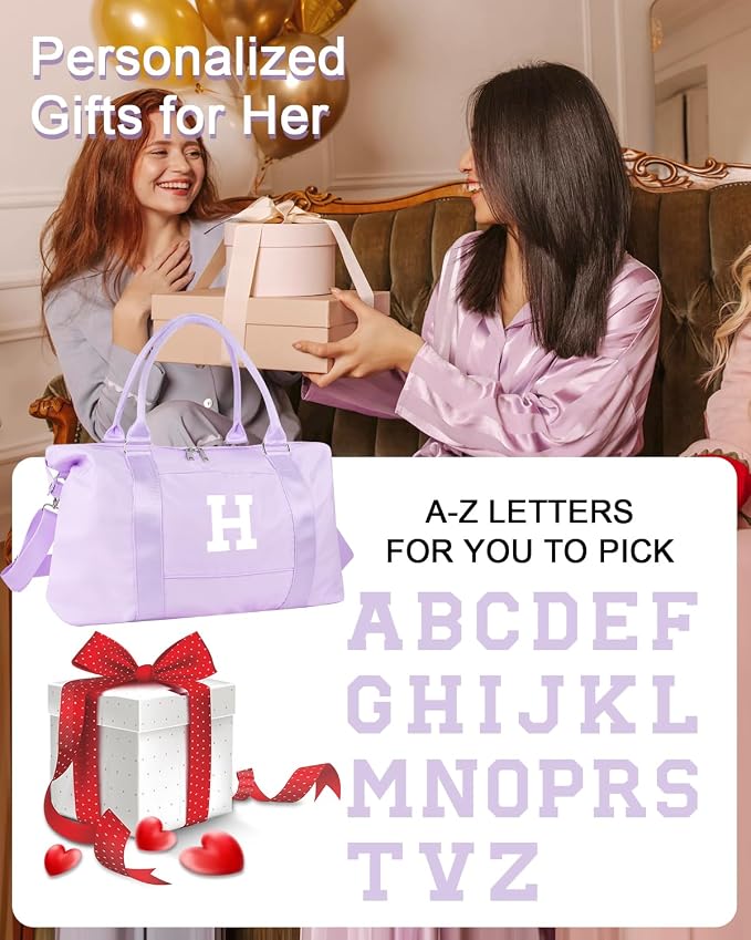 Daughter Niece Gifts for Teen Girl Kids, Initial Travel Duffel Bag Sports Gym