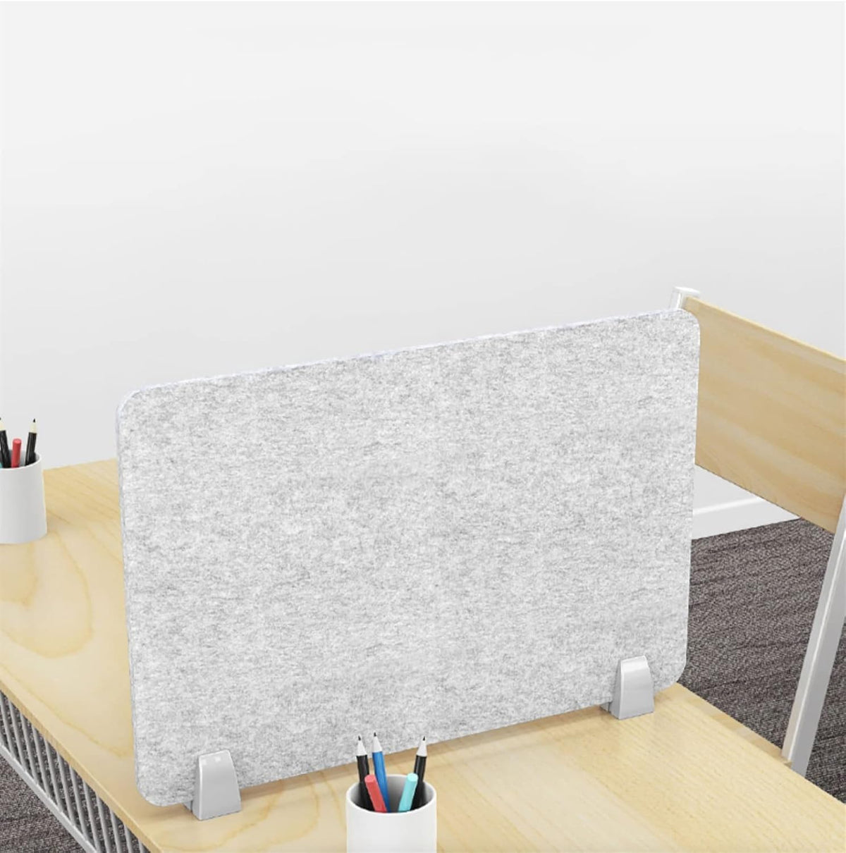 Icegrey Acoustic Desk Divider Privacy Panel Removable Sound Absorbing Desk Partition Board with 2 Clips for Student Call Centers Offices Braries Classrooms Library, Light Purple, 35.1x11.7"