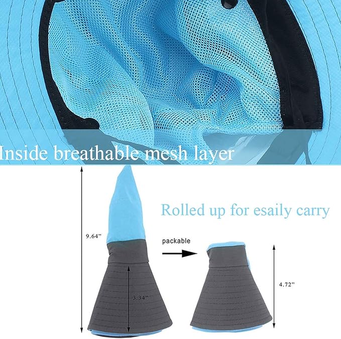 ZOORON Women's Ponytail Safari Sun Hat, Wide Brim UV Protection Outdoor Bucket