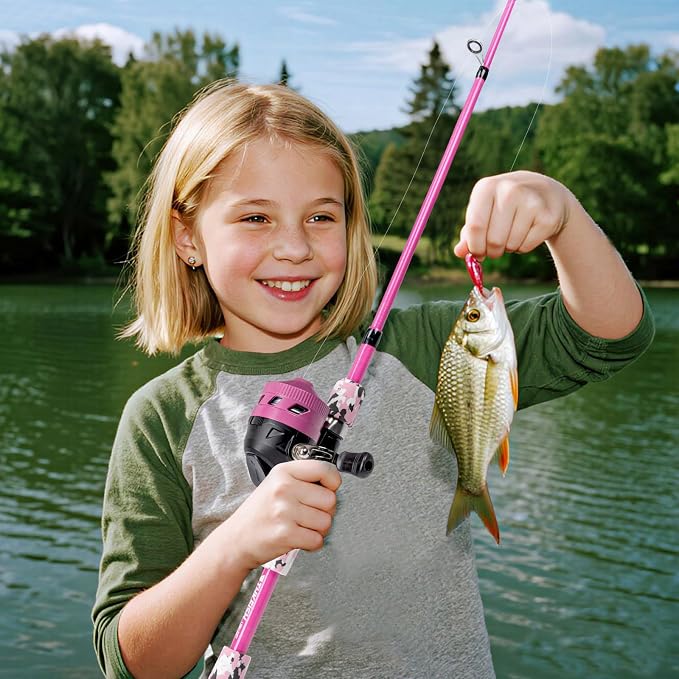 Kids Fishing Pole Set, Telescopic Fishing Rod Reel Combo Kids Starter Kit