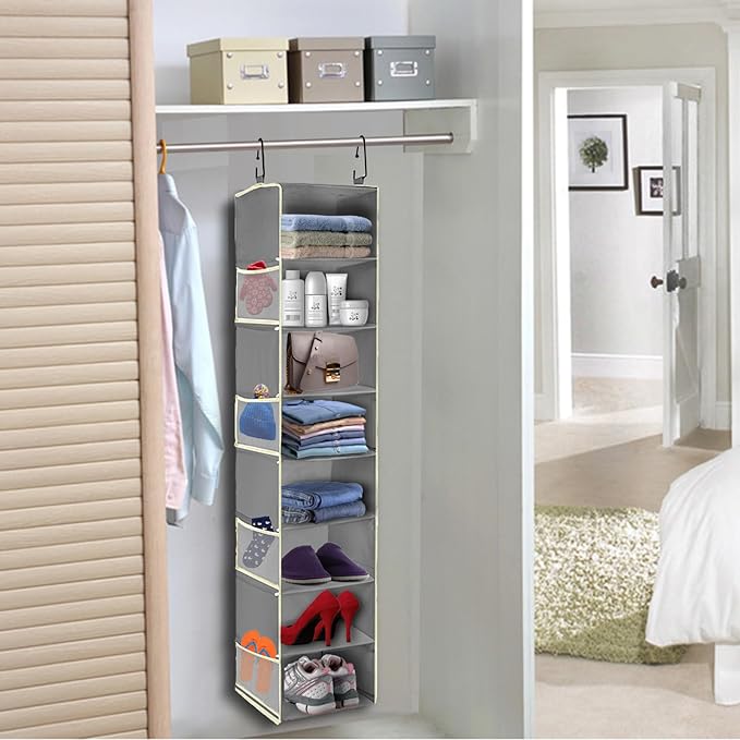 Large-Sized Hanging Shoe Organizer 8-Shelf, Hanging Closet Organizer