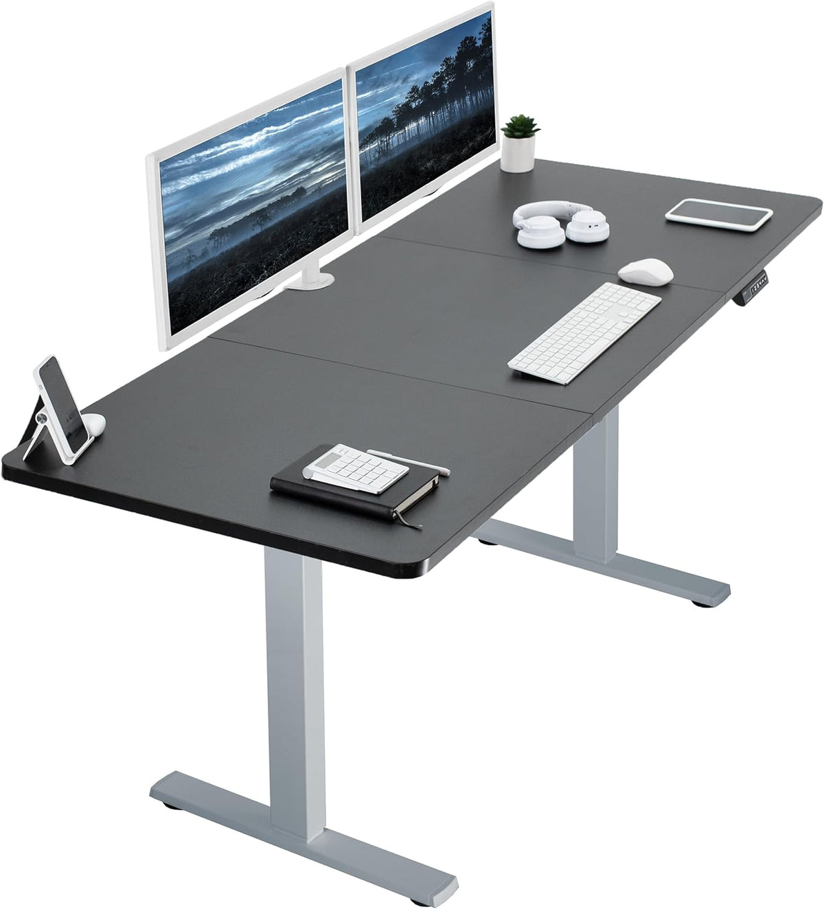 VIVO Electric 71 x 30 in Standing Desk, Memory Height Adjustment, 1B Series, Black Top Gray Frame, DESK-KIT-1G7B