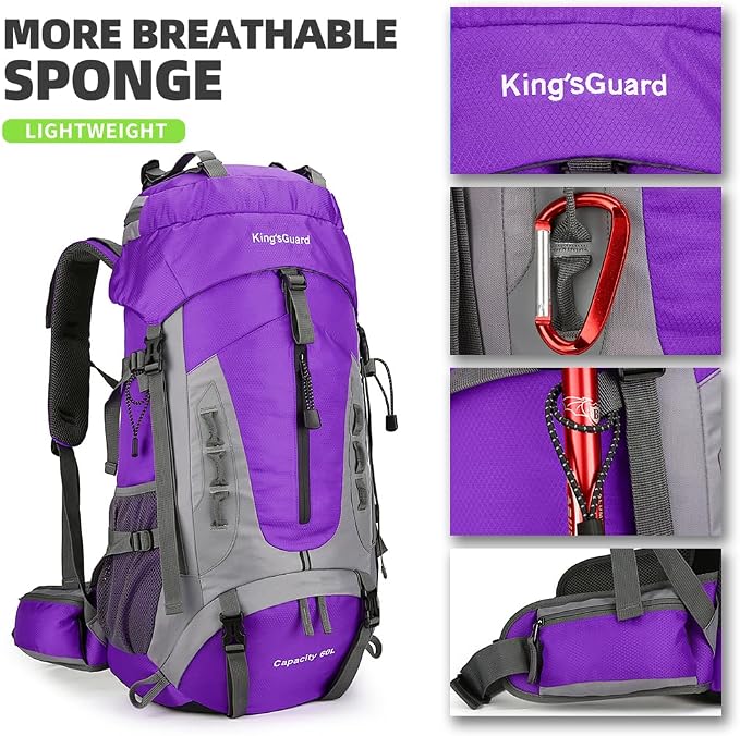 King'sGuard 60L Hiking Backpack Lightweight Camping Backpack