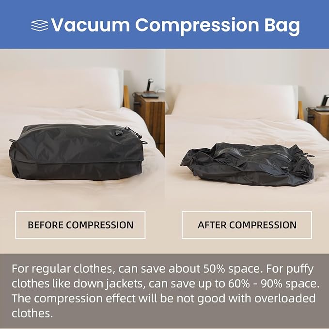 BAGAIL TPU Vacuum Bag for Travel, Reusable Compression Bag