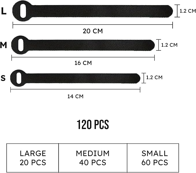 120 PCS 5/6/8 Inch Cord Wraps for Charging Cords – Data Cable Organizer Ties –