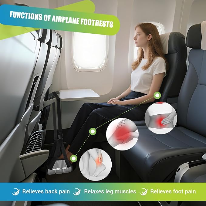 Foot Hammock for Plane Travel, No Collapse Thickened Bamboo Airplane Foot Rest