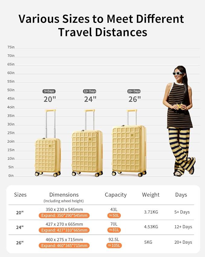 aji Expandable Top Opening 24 Inch Checked Luggage
