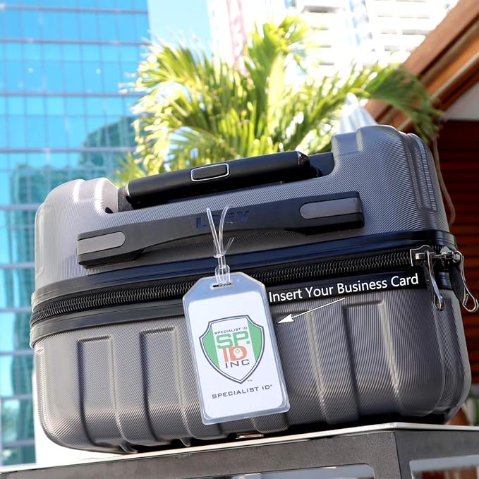 5 Pack - Premium Rigid Airline Luggage Tag Holders - Heavy Duty Hard Plastic