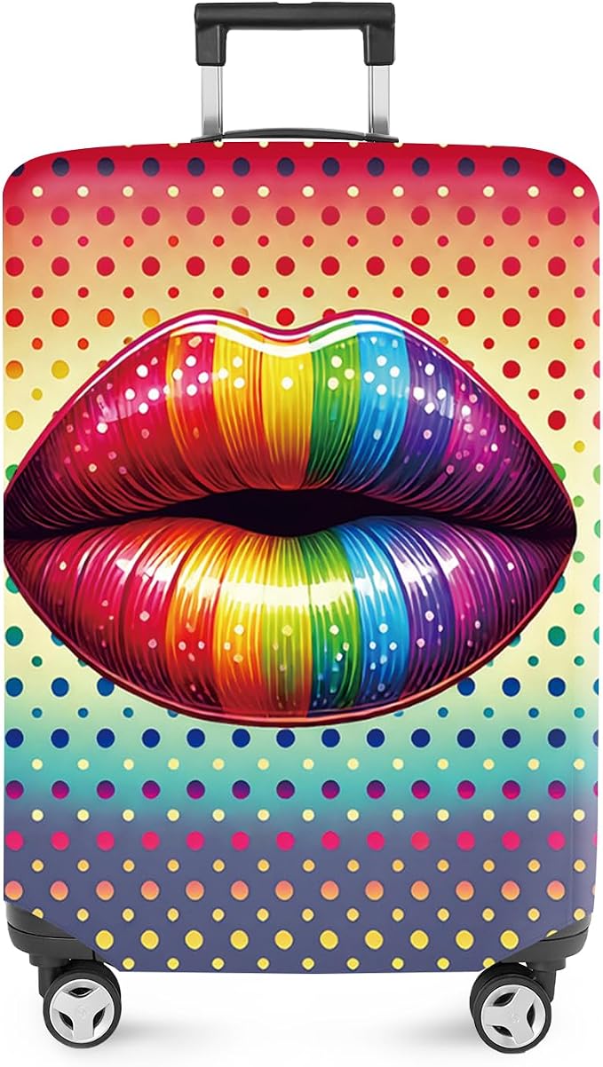 ANNA QUEEN Pop Art Rainbow Lips Luggage Cover, Colorful Suitcase Protector