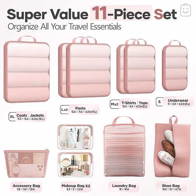 Veken 11 Set Compression Packing Cubes