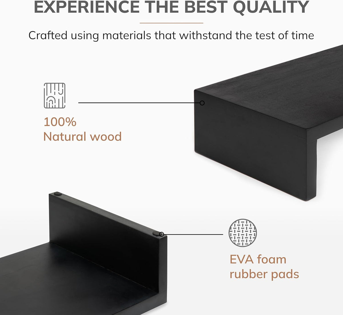 Anji Mountain Wooden Monitor Stand - Elegant Monitor Riser, Perfect Monitor Stand for Desk Organization, Durable Wood Construction monitor stands, Enhances Ergonomics and Workspace Efficiency,Black