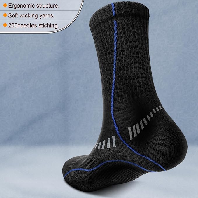 BULLIANT Compression Socks for Men 6Pairs, Athletic Crew Socks Cushioned For