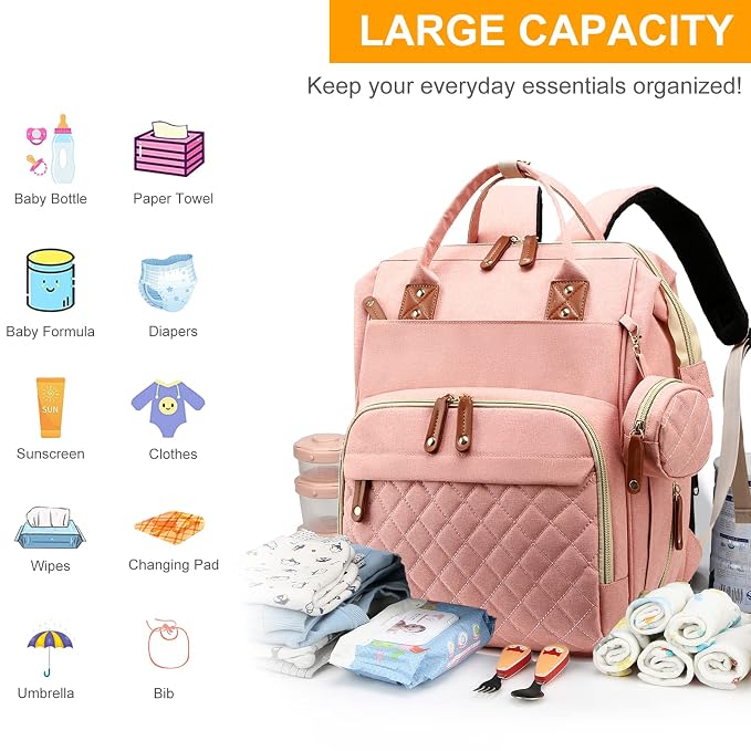 Diaper Bag, Backpack with Changing Station, Waterproof Baby Bag