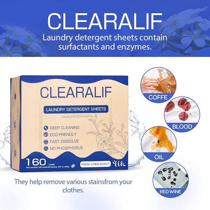 CLEARALIF Laundry Detergent Sheets, Fresh Linen, Apartments