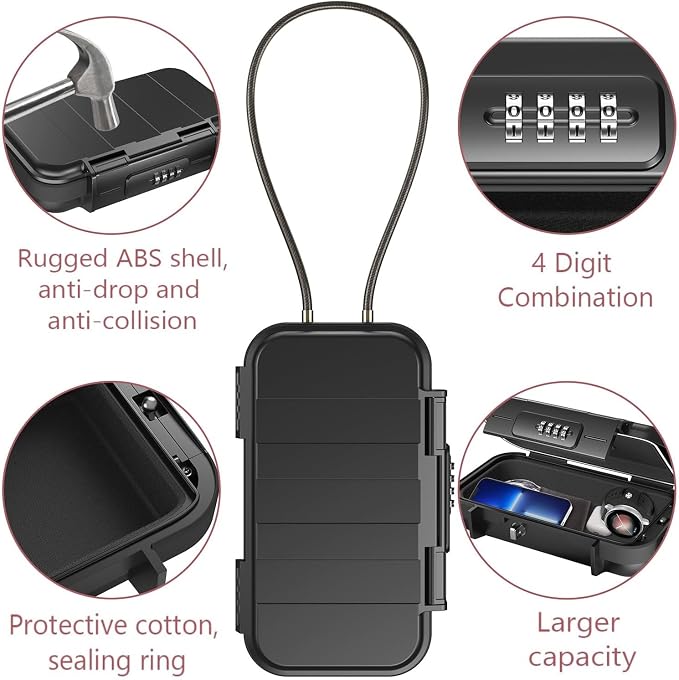 LOFICOPER Portable Safe Lock Box, 4 Digit Security Case, Beach Safe Box