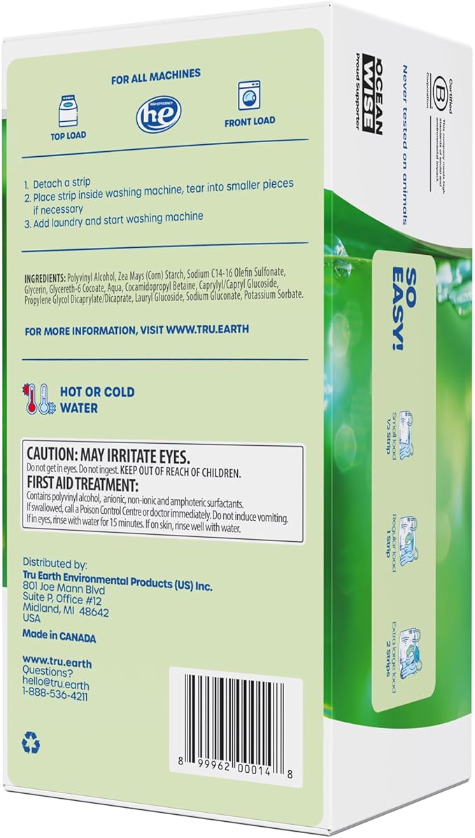 Tru Earth Compact Dry Laundry Detergent Sheets, Unscented