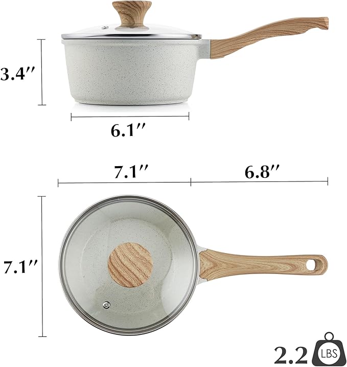 SENSARTE White Ceramic Nonstick Saucepan