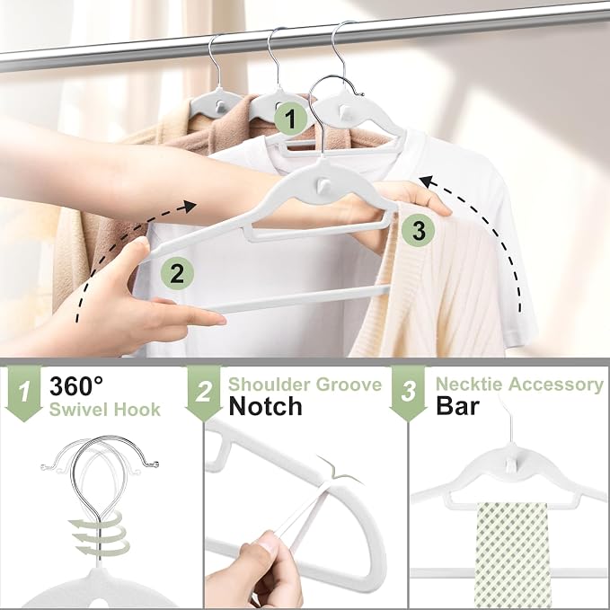 Velvet Felt Stackable Hangers 50 Pack, Non Slip,