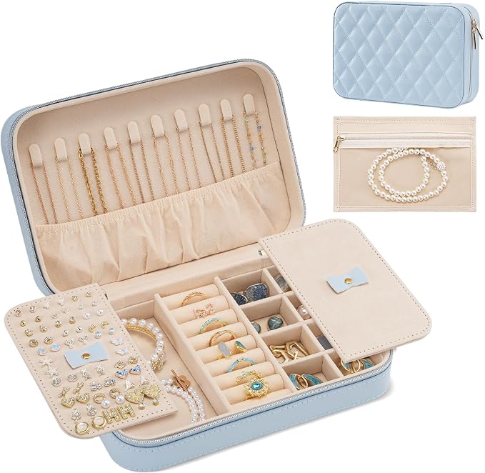 Lolalet Travel Jewelry Case for Women, Travel Jewelry Organizer Box