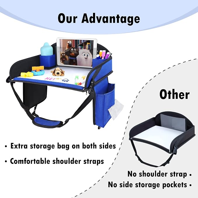 Kids Travel Tray for Car Seat, Toddler Road Trip Essentials
