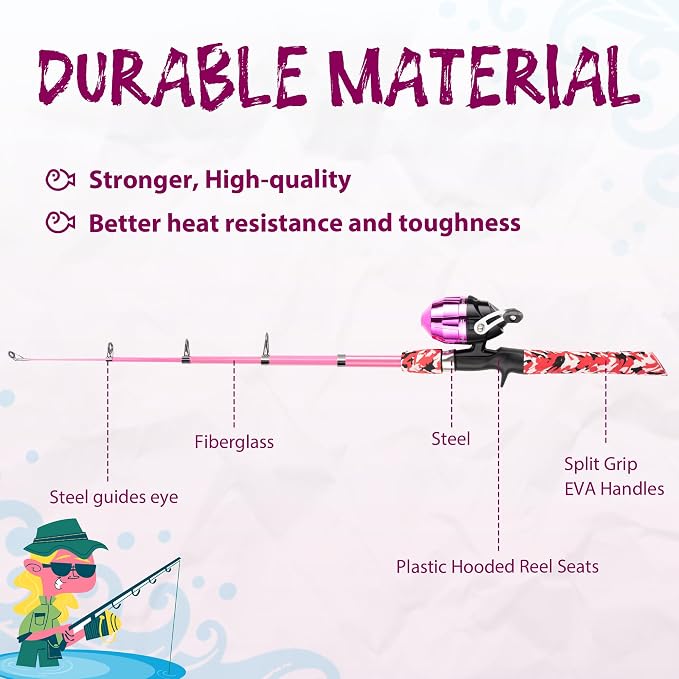 Kids Fishing Pole, Portable Telescopic Kids Fishing Poles