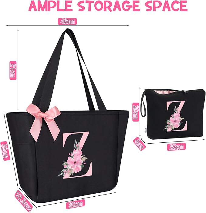 Vavabox Tote Bag, A-Z Initial Monogrammed Waterproof Tote Bag, Bridesmaid Gifts