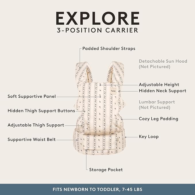 Baby Tula Explore Cotton Baby Carrier 7 – 45 lb, Adjustable Newborn to Toddler