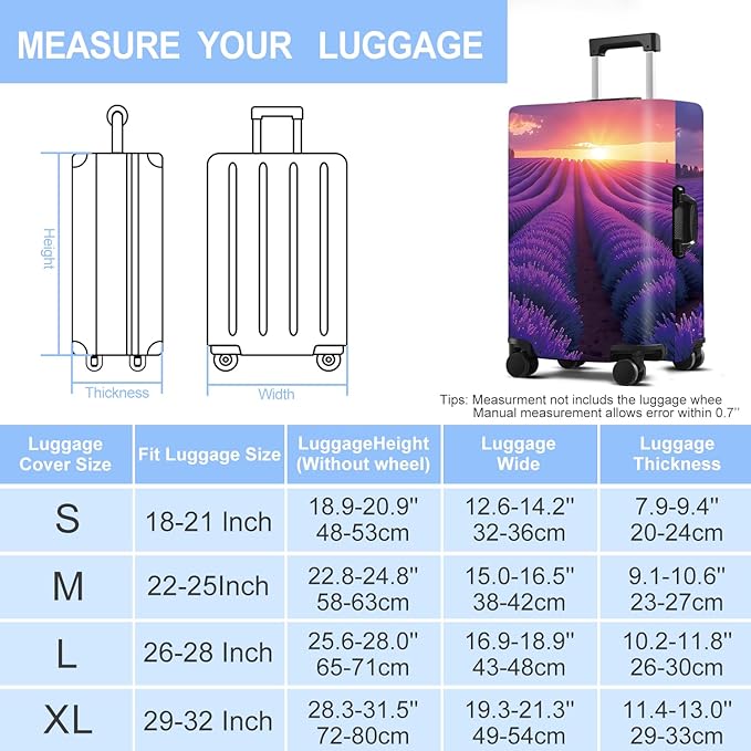 Luggage Cover Washable Suitcase Protector Anti-Scratch, Stretchable Fit