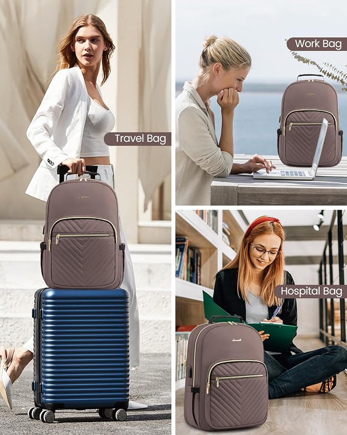 LOVEVOOK Laptop Backpack for Women, Large Capacity Travel Computer Work Bag
